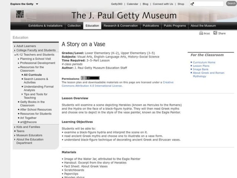 A Story on a Vase Lesson Plan