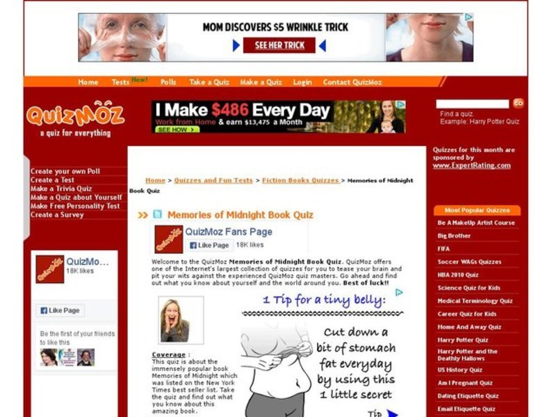 "Memories of Midnight" Book Quiz Interactive