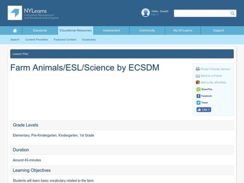 Farm Animals Lesson Plan