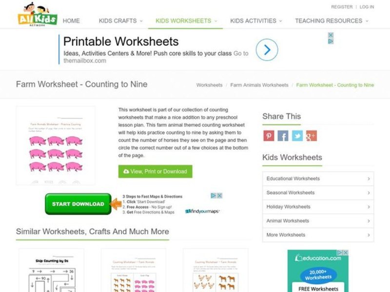 Farm Animals Worksheet - Practice Counting Worksheet