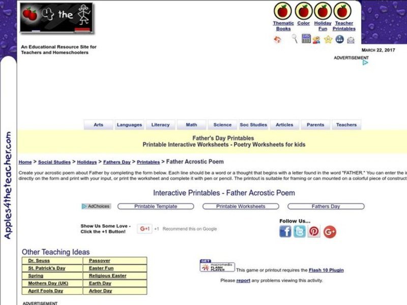 Father's Day Acrostic Poem Interactive