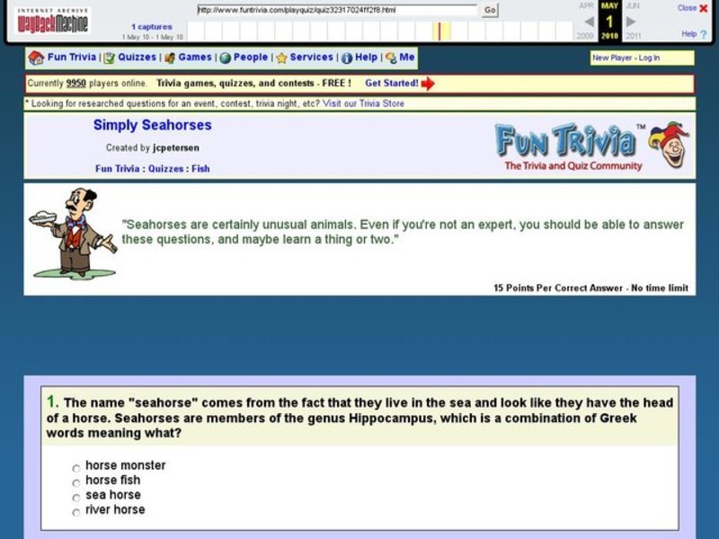 Simply Sea Horses Quiz Interactive