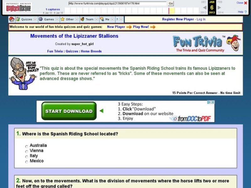 Movements of the Lipizzaner Stallions Interactive