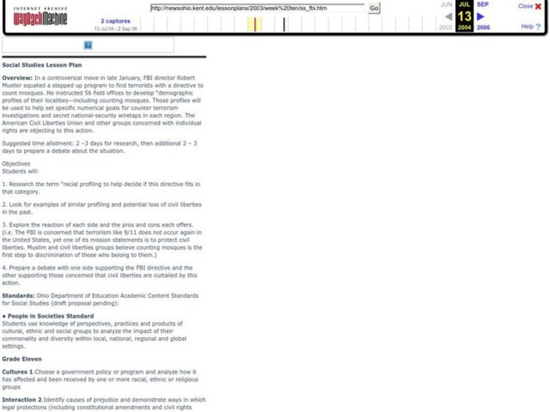 FBI Counts Mosques Lesson Plan