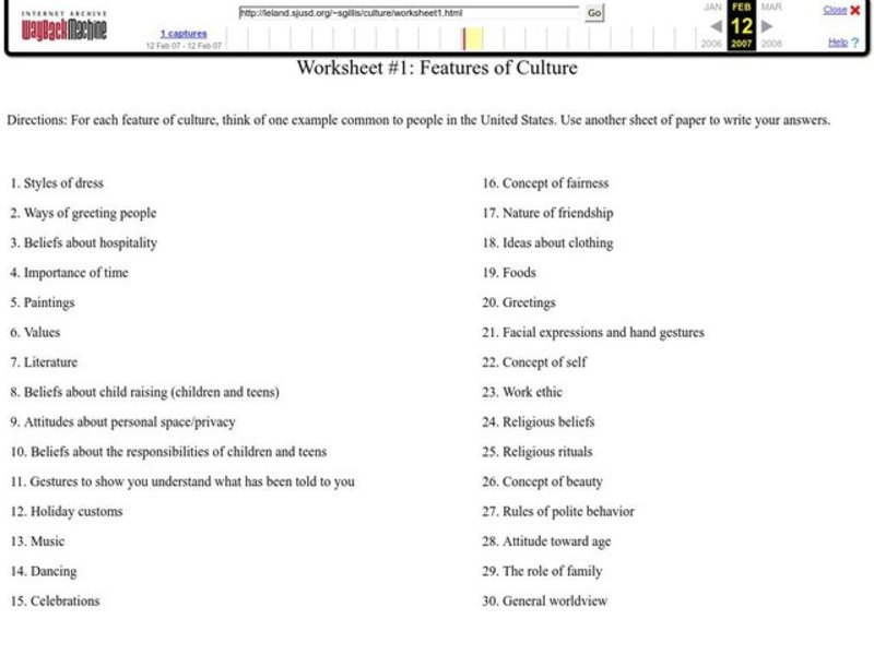 Features of Culture Lesson Plan