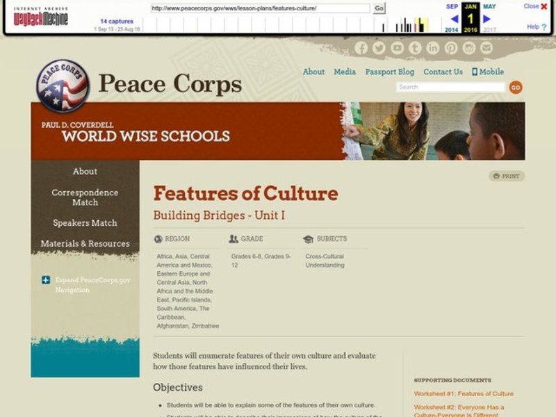 Features of Culture Lesson Plan