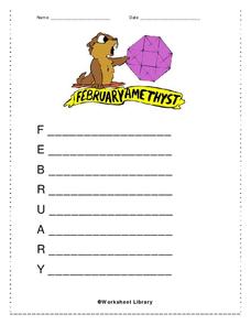 February Acrostic Poem Worksheet