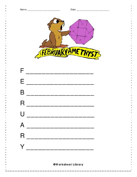 February Acrostic Poem Worksheet