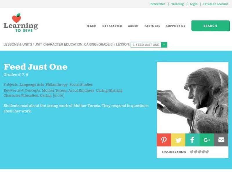 Feed Just One Lesson Plan