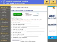 Writing Positive Sentences-Past Progressive Interactive