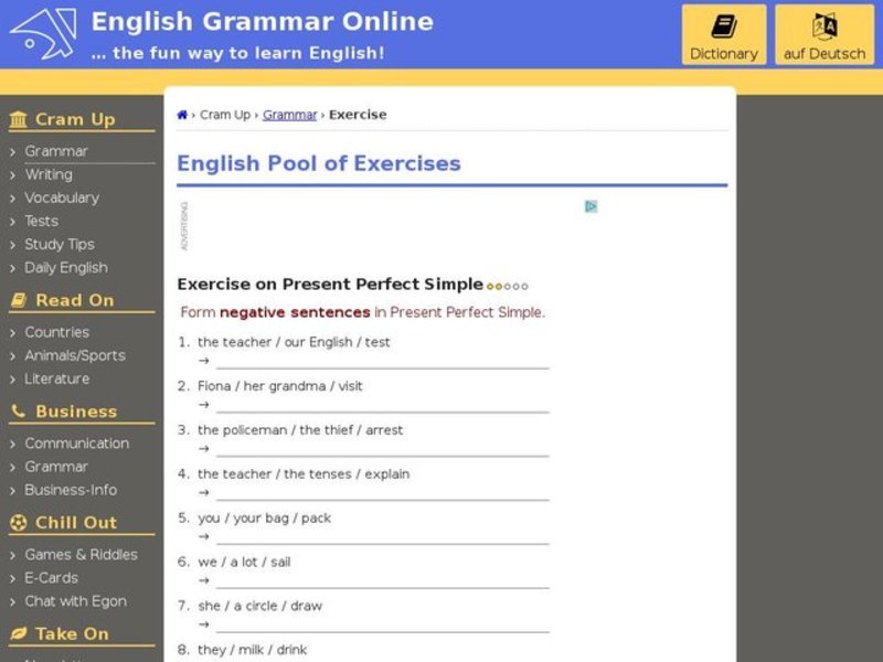 Present Perfect Simple-Negative Sentences #3 Interactive