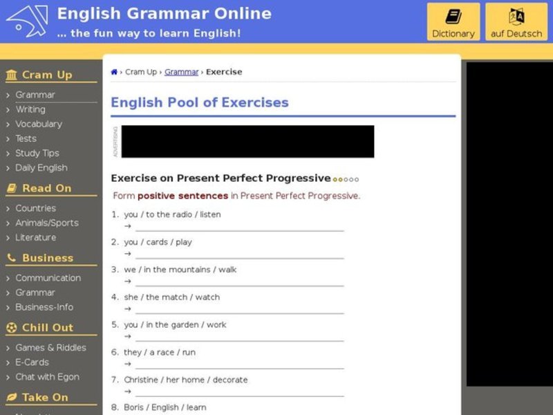 Present Perfect Progressive-Positive Sentences #2 Interactive