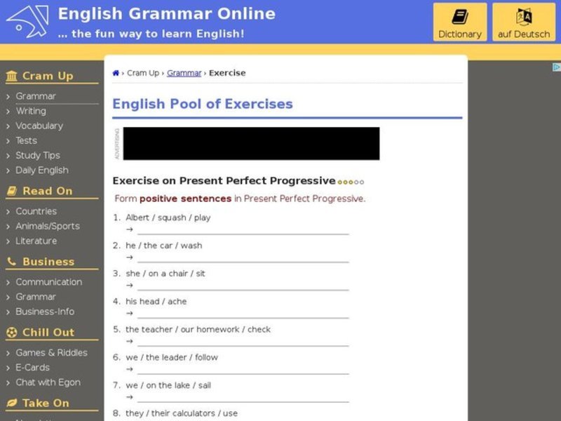 Present Perfect Progressive-Positive Sentences #4 Interactive