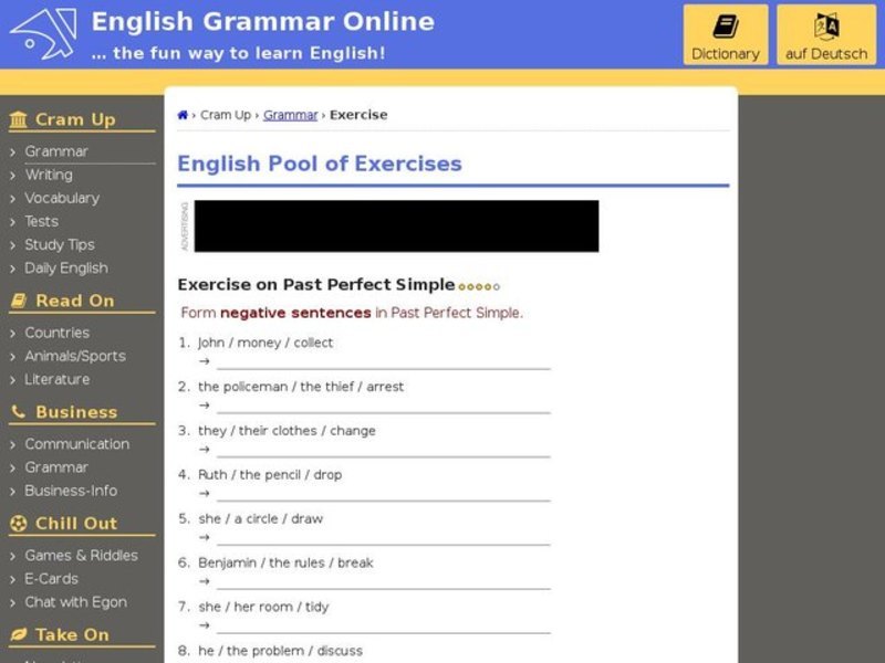 Past Perfect Simple-Negative Sentences Interactive