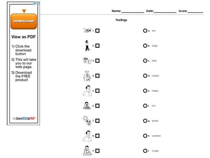 Feelings Worksheet