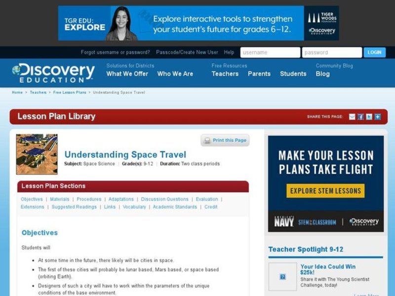 Understanding Space Travel Lesson Plan