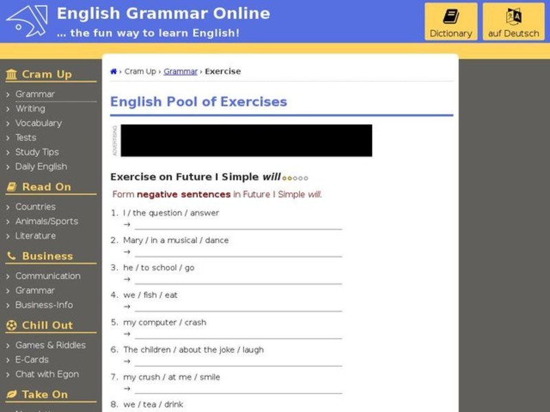 Future I Simple-"Will" Negative Sentences Interactive