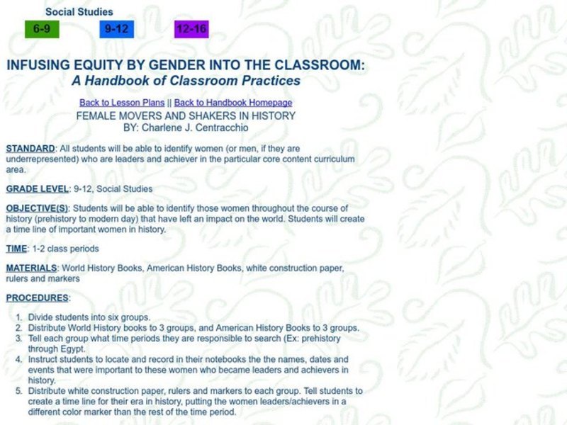 FEMALE MOVERS AND SHAKERS IN HISTORY Lesson Plan