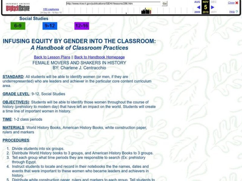 Female Movers and Shakers in History Lesson Plan