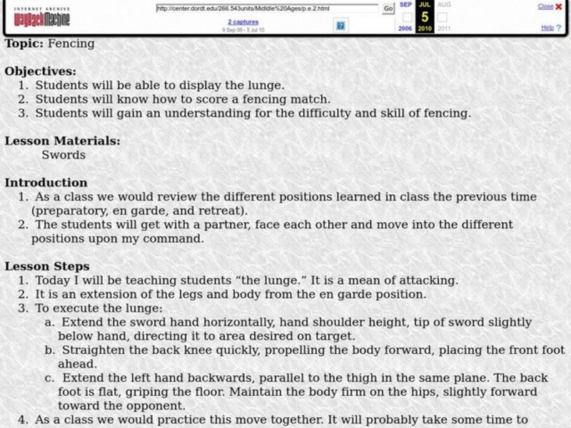 Fencing Lesson Plan