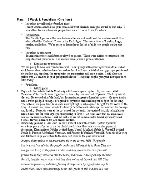 Feudalism Lesson Plan