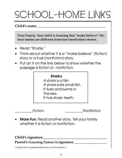 Fiction or Nonfiction Worksheet
