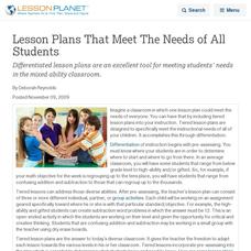 Lesson Plans That Meet The Needs of All Students Lesson Planet Article