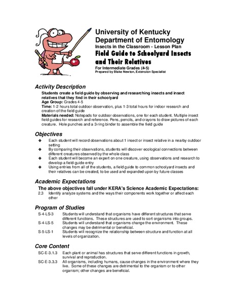 Field Guide to Schoolyard Insects and Their Relatives Lesson Plan