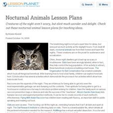 Nocturnal Animals Lesson Plans Lesson Planet Article