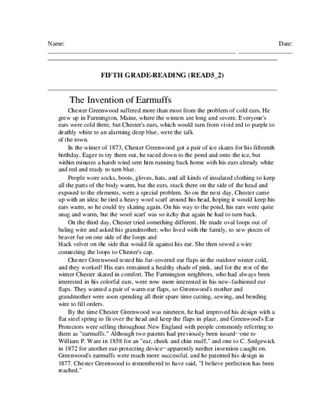 Fifth Grade Reading Lesson Plan