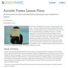 Acrostic Poems Lesson Plans Lesson Planet Article