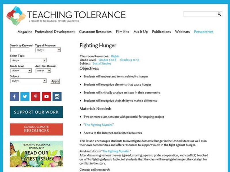 Fighting Hunger Lesson Plan