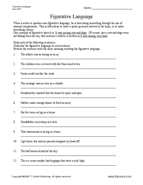 Figurative Language Worksheet