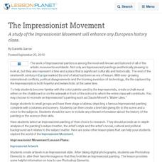 The Impressionist Movement Lesson Planet Article
