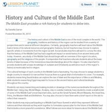 History and Culture of the Middle East Lesson Planet Article