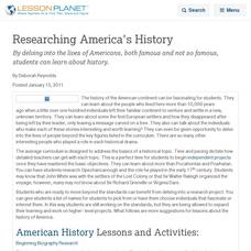 Researching America's History Lesson Planet Article