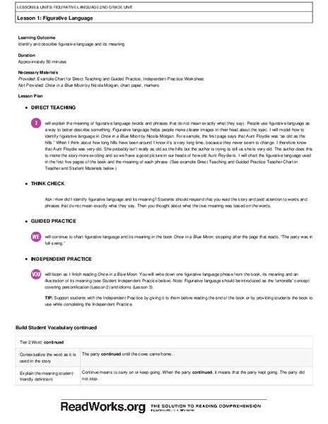 Figurative Language Unit Plan