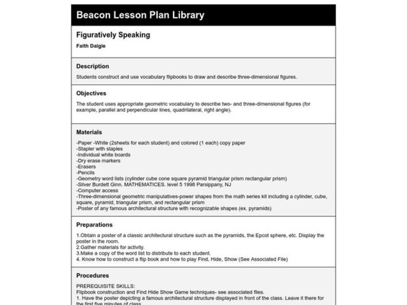 Figuratively Speaking Lesson Plan
