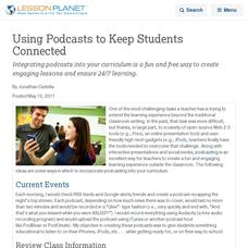 Using Podcasts to Keep Students Connected Lesson Planet Article