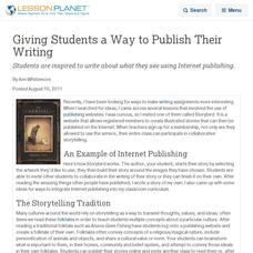 Giving Students a Way to Publish Their Writing Lesson Planet Article
