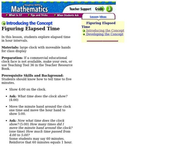 Figuring Elapsed Time Lesson Plan