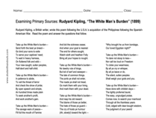 Rudyard Kipling's "The White Man's Burden" (1899) Worksheet