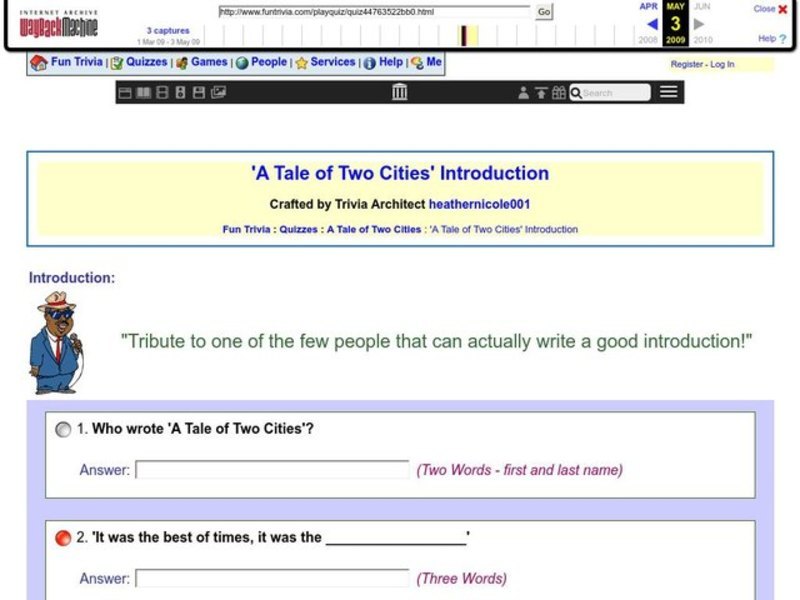 A Tale of Two Cities Quiz Worksheet