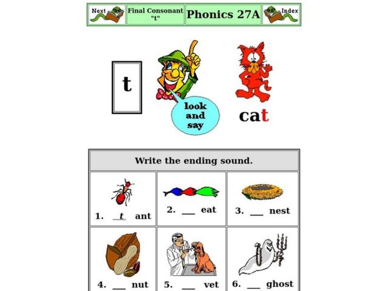 Final Consonant "t" Worksheet