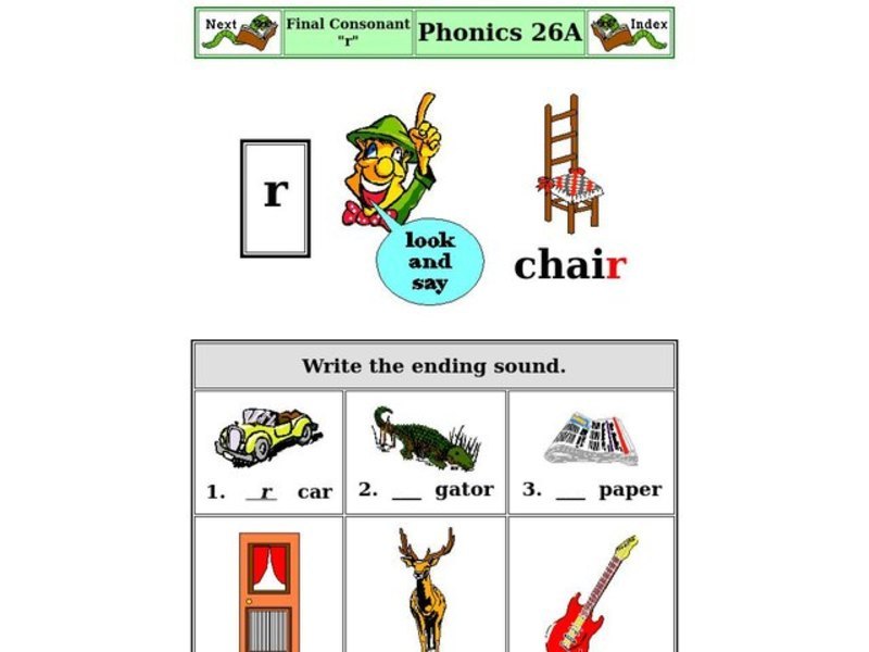Final Consonant R Worksheet