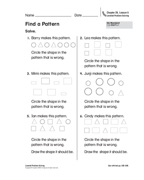 Find a Pattern Worksheet