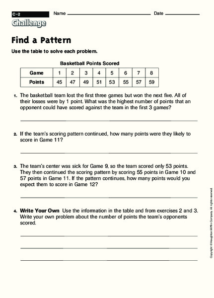 Find a Pattern Worksheet