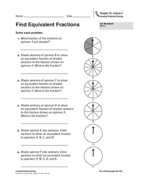 Find Equivalent Fractions Worksheet