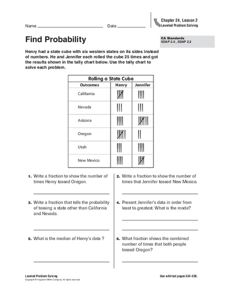 Find Probability Worksheet