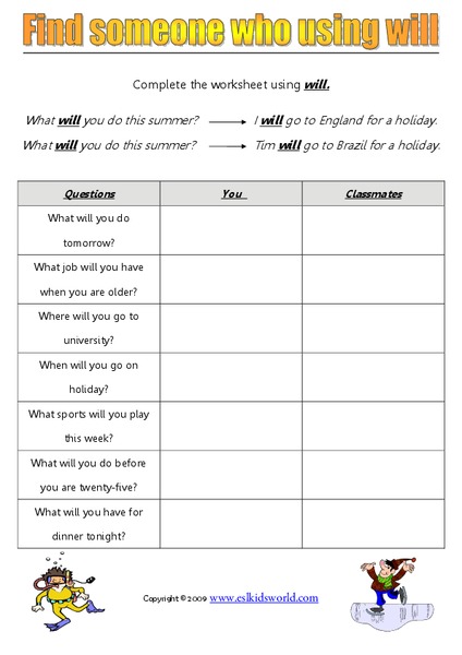 Find Someone Who: Using Will Organizer